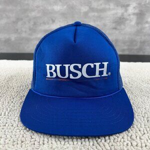 Vintage Busch Beer Mesh Snapback Trucker Rope Hat OSFA Blue Graphic